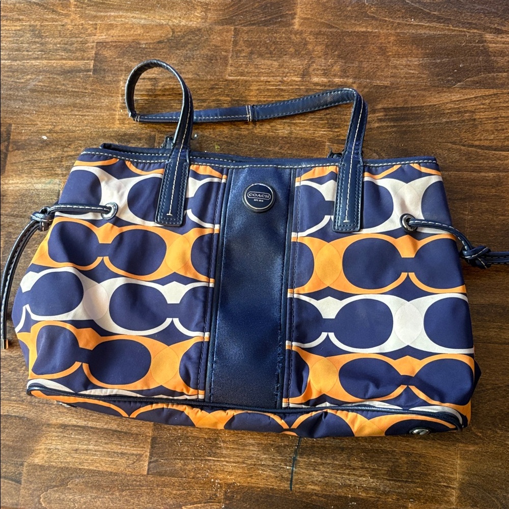 Coach Blue and Orange Graphic Tote